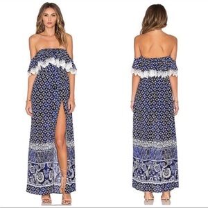 Elegant Blue Off-Shoulder Lovers & Friends Maxi Dress Small